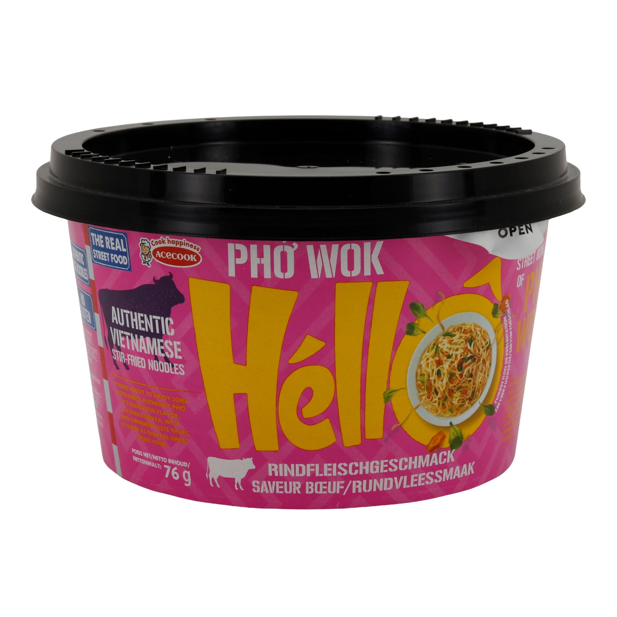 Phở Wok Hèllo Acecook | Vietnamesische Woknudeln | Mit Rindfleischgeschmack | 76 g ACECOOK